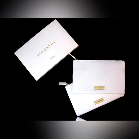 Prada Cosmetic Bags Clutch White Double Bags Snap Together - Picture 1 of 6